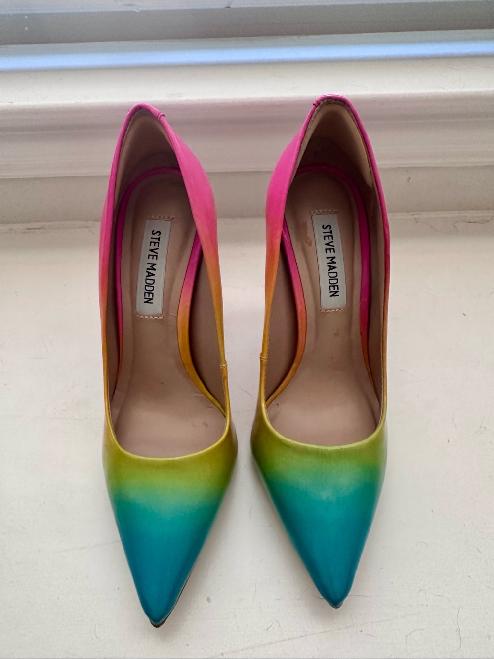 Steve Madden Color-Blend Pointed-Toe Pumps in Pink, Yellow & Teal